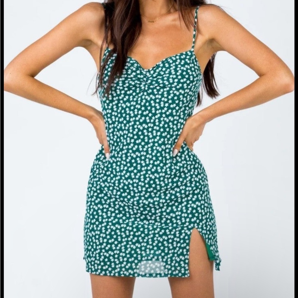 Princess Polly CYLIA MINI DRESS FOREST GREEN
